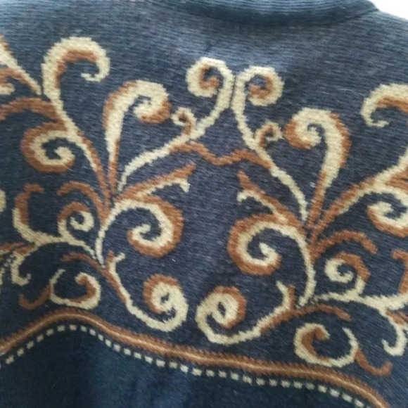 Pendleton Wool Navy Tan Brown Swirl Print Button Up Cardigan L - Picture 10 of 11